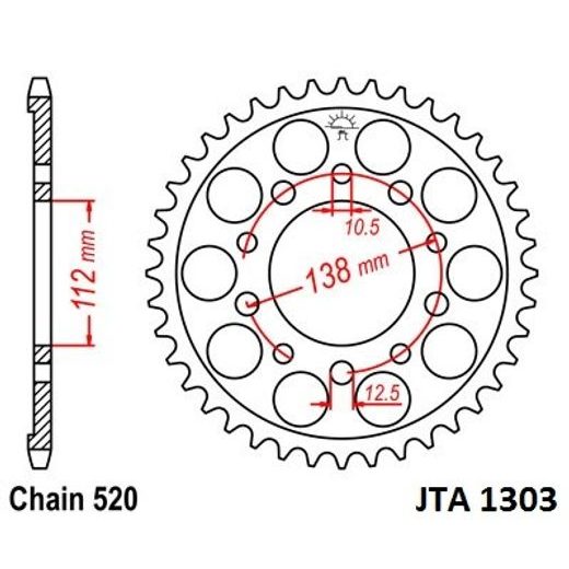 Aluminijasti zadnji verižnik (zobnik) JT JTA 1303-43 43T, 520