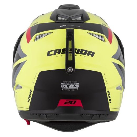 Motocross Helmet CASSIDA TOUR 2.0 X-TRA yellow fluo/black/red/gray/black matt peak XL