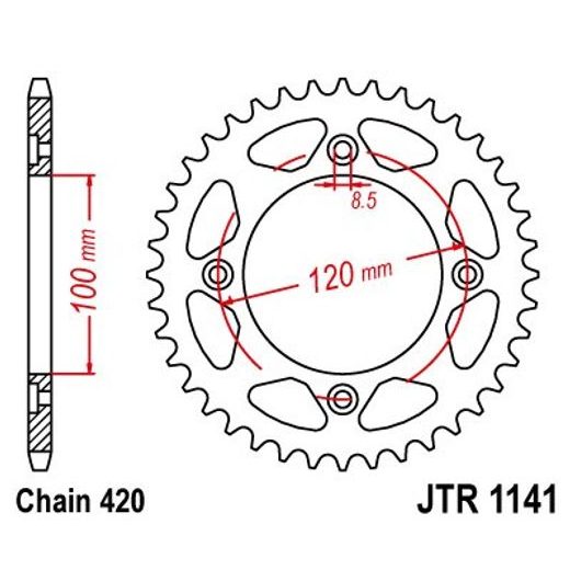 Zadnji verižnik (zobnik) JT JTR 1141-51 51T, 420