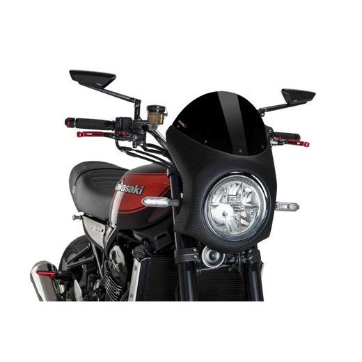 Windshield PUIG SEMI-FAIRING 9596N carbon look črna