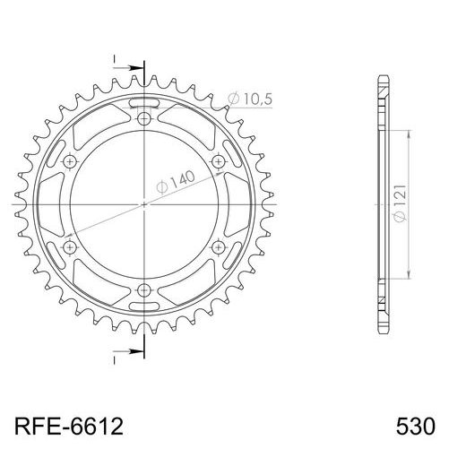 Zadnji verižnik (zobnik) SUPERSPROX RFE-6612:40-BLK črna 40T, 530