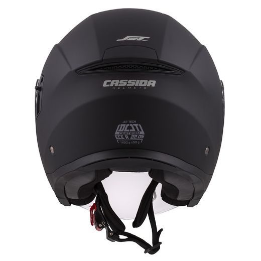Jet čelada CASSIDA JET TECH black matt / grey logos L
