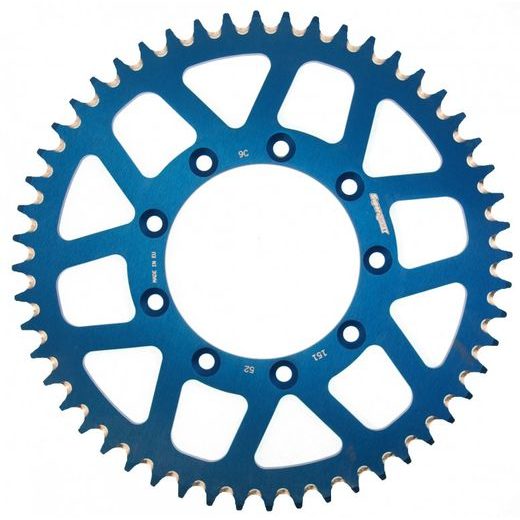 Aluminijasti zadnji verižnik (zobnik) SUPERSPROX RAL-151:52-BLU moder 52T, 520
