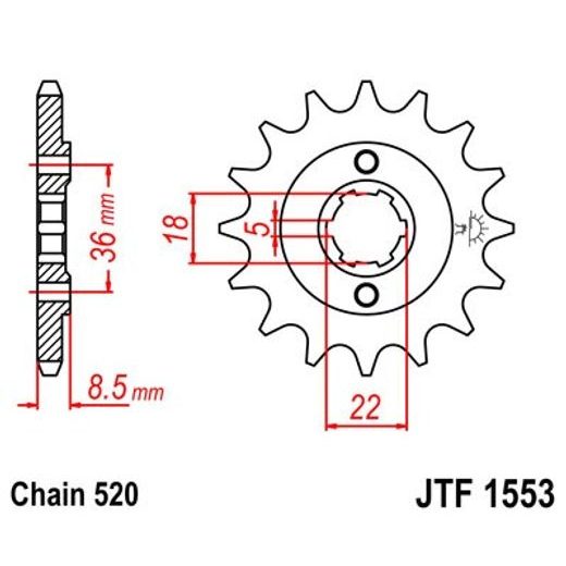Sprednji verižnik JT JTF 1553-15 15T, 520
