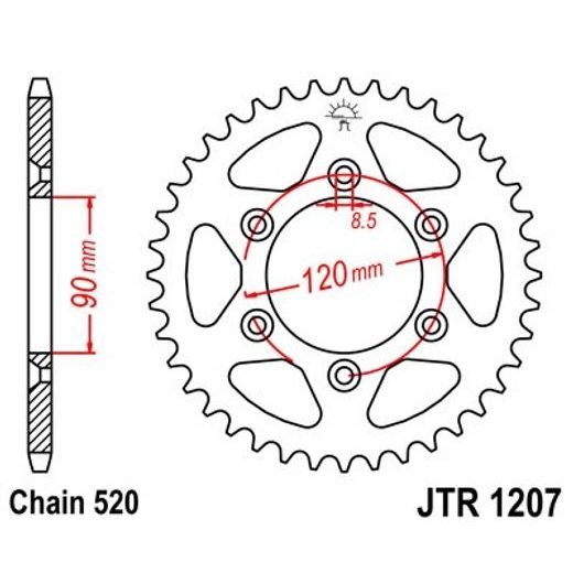 Zadnji verižnik (zobnik) JT JTR 1207-39 39T, 520