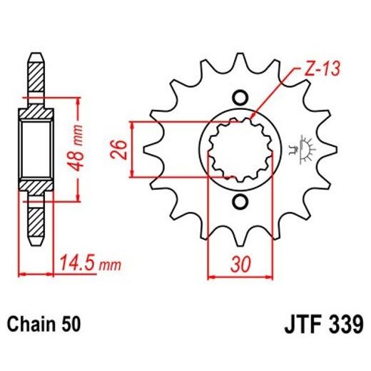 Sprednji verižnik JT JTF 339-15 15T, 530