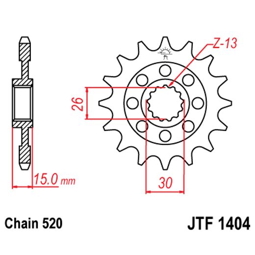 Sprednji verižnik (zobnik) JT JTF 1404-16 16T, 520