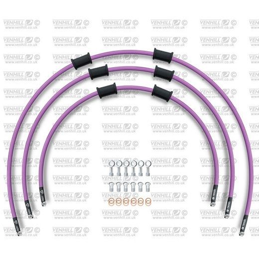 STANDARD Front brake hose kit Venhill POWERHOSEPLUS BMW-11002F-PU (3 cevi v kompletu) Purple hoses, chromed fittings