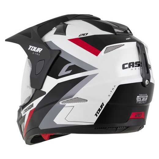 Motocross Helmet CASSIDA TOUR 2.0 X-TRA white/red/black/black matt peak S