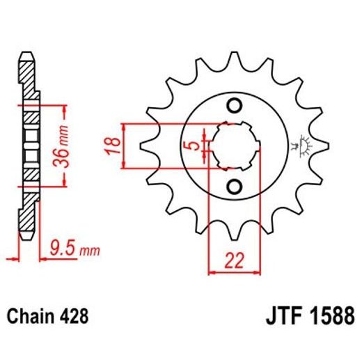 Sprednji verižnik JT JTF 1588-19 19T, 428