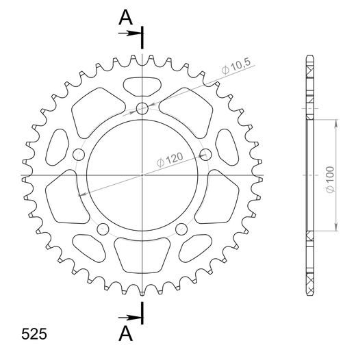 Aluminijasti zadnji verižnik (zobnik) SUPERSPROX RAL-702:41-BLK črna 41T, 525
