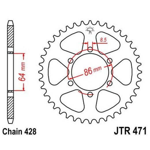 Zadnji verižnik (zobnik) JT JTR 471-50 50T, 428