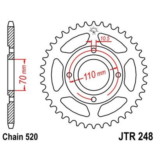 Zadnji verižnik (zobnik) JT JTR 248-44 44T, 520
