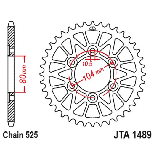 Aluminijasti zadnji verižnik (zobnik) JT JTA 1489-44BLK 44T, 525 Črn