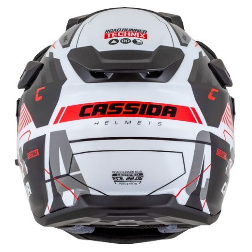 Motocross Helmet CASSIDA ROAD RUNNER TechniX white/ black/ red/ grey/ black matt peak S