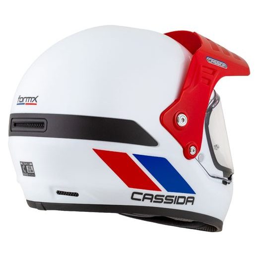 Motocross Helmet CASSIDA FORMX FLATOUT white/ blue/ red/ red peak 2XL