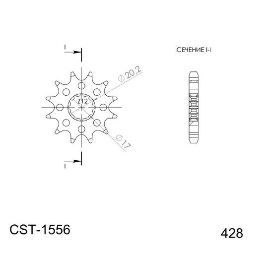 Sprednji verižnik SUPERSPROX CST-1556:13 13T, 428