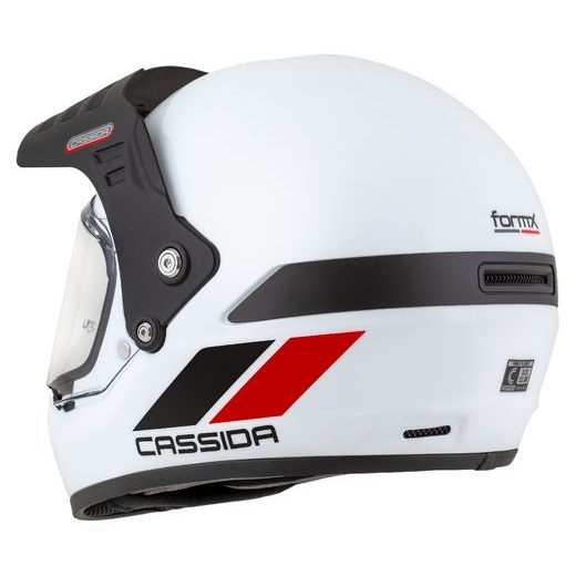 Motocross Helmet CASSIDA FORMX FLATOUT white/ black/ red/ black matt peak S
