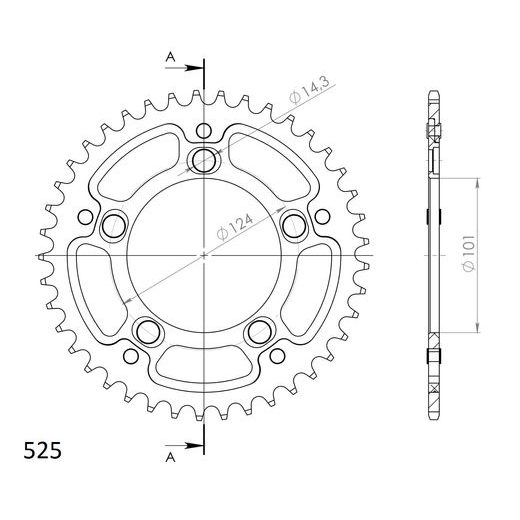 Rear sprocket SUPERSPROX STEALTH RST-991:41-ORG oranžna 41T, 525