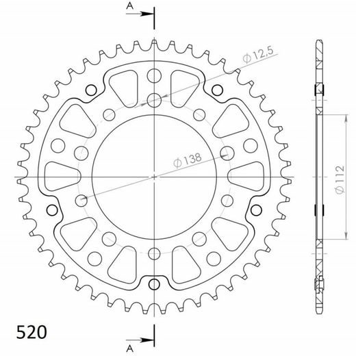 Zadnji verižnik (zobnik) SUPERSPROX STEALTH RST-1303:45-RED rdeč 45T, 520