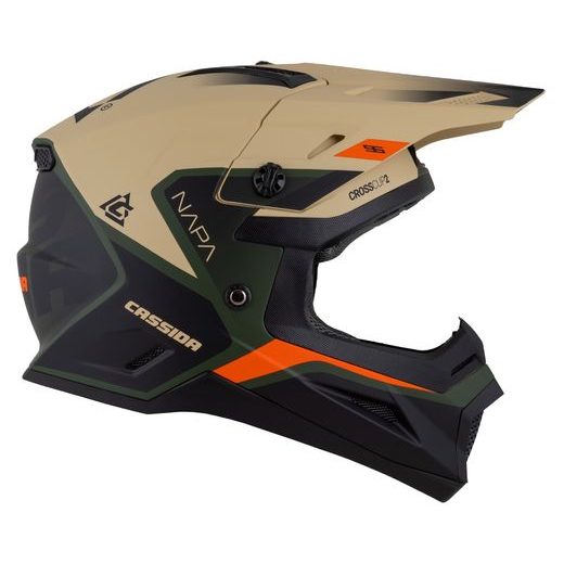 Motocross Helmet CASSIDA CROSS CUP 2 NAPA JUNIOR sand/green/orange/black matt L