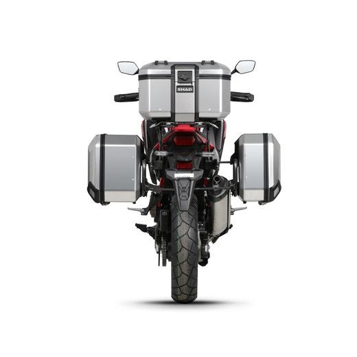 Komplet aluminijastih kovčkov z nosilci in ploščo SHAD TERRA, 48L zadnji kovček in 36L/47L stranski kovčki SHAD HONDA CRF 1100 Africa Twin