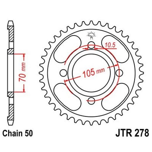 Zadnji verižnik (zobnik) JT JTR 278-37 38T, 530