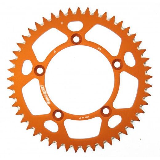 Aluminijasti zadnji verižnik (zobnik) SUPERSPROX RAL-4:49-ORG oranžna 49T, 420