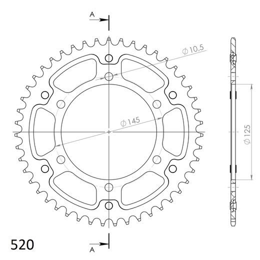 Rear sprocket SUPERSPROX STEALTH RST-855:47-GLD zlata 47T, 520