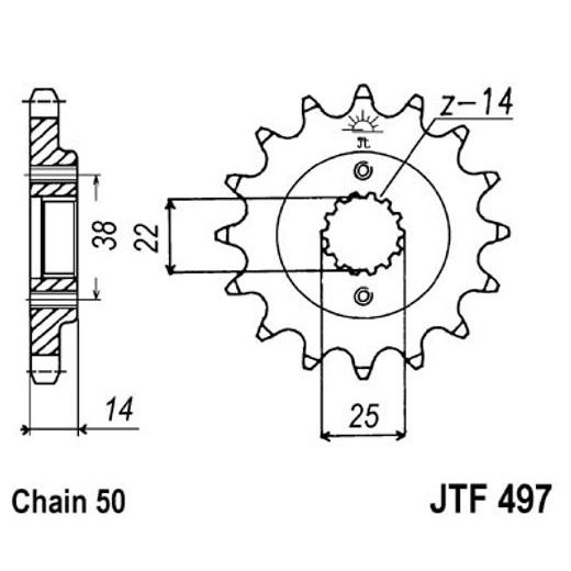 Sprednji verižnik JT JTF 497-15 15T, 530