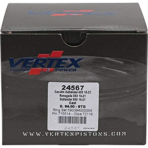 Complete piston VERTEX 24567 Cylinder 94, piston 93,96 mm (Cast)