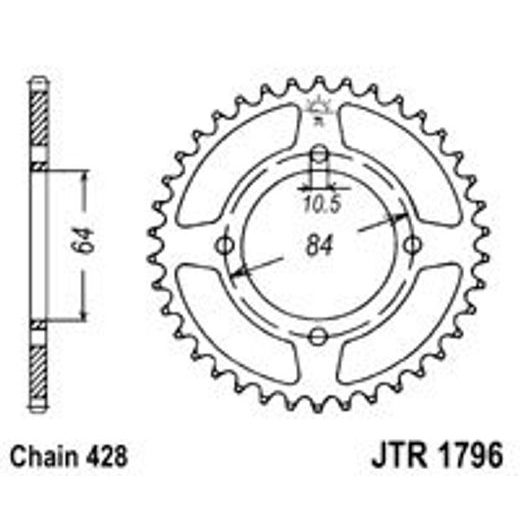 Verižni set EK - Srebrna chain 428 DEH, Non-sealed, CHK front sprocket SUPERSPROX, CHK rear sprocket JT za SUZUKI RV 125 Van Van 2007-2016