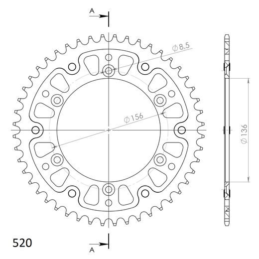 Rear sprocket SUPERSPROX STEALTH RST-1512:48-RED rdeč 48T, 520