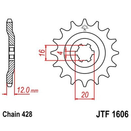 Sprednji verižnik JT JTF 1606-14 14T, 428