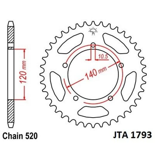 Aluminijasti zadnji verižnik (zobnik) JT JTA 1793-42 42T, 520
