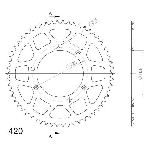 Aluminijasti zadnji verižnik (zobnik) SUPERSPROX RAL-1131:58-RED rdeč