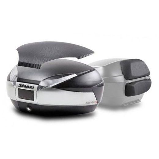 Kovček ( Top case ) SHAD SH48 D0B48406R New Titanium with backrest, carbon cover and PREMIUM SMART lock