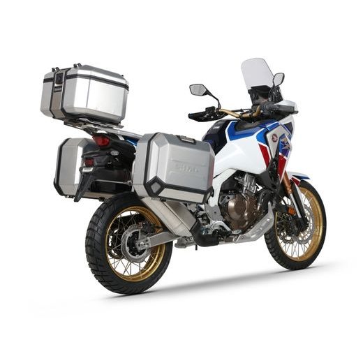 Komplet aluminijastih kovčkov z nosilci in ploščo SHAD TERRA, 48L zadnji kovček in 36L/47L stranski kovčki SHAD HONDA CRF 1100 Africa Twin