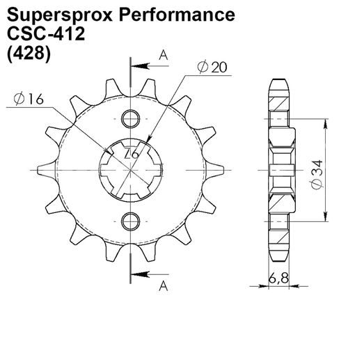 Sprednji verižnik SUPERSPROX CSC-412:14.5 14T