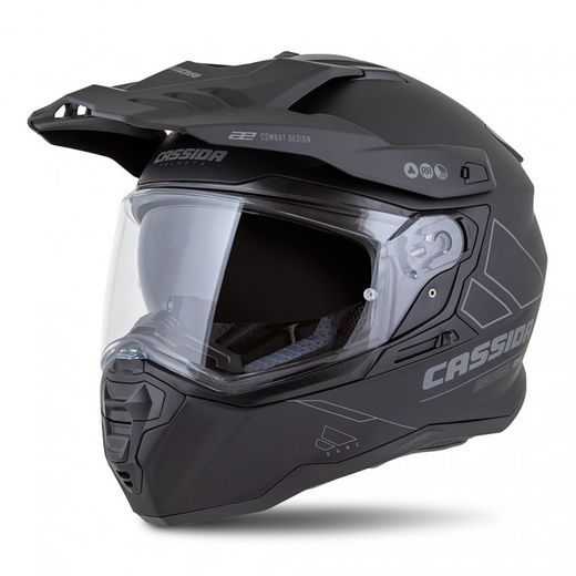 Motocross Helmet CASSIDA ROAD RUNNER DUAL black matt/ dark grey/ black matt peak S