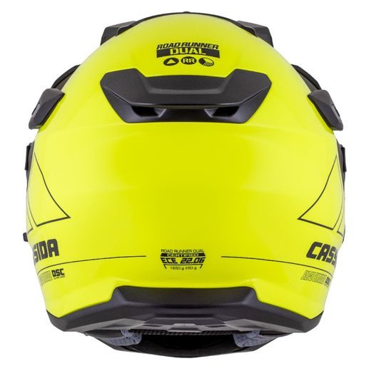 Motocross Helmet CASSIDA ROAD RUNNER DUAL yellow fluo/ black/ black matt peak XL