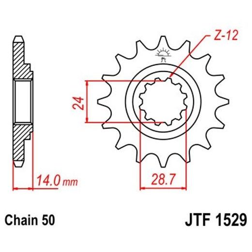 Sprednji verižnik JT JTF 1529-16 16T, 530