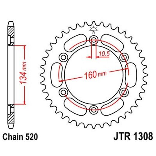 Zadnji verižnik (zobnik) JT JTR 1308-40 40T, 520