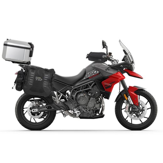 Complete set of SHAD TERRA TR40 adventure saddlebags and SHAD TERRA aluminium 48L topcase, including mounting kit SHAD TRIUMPH Tiger 900