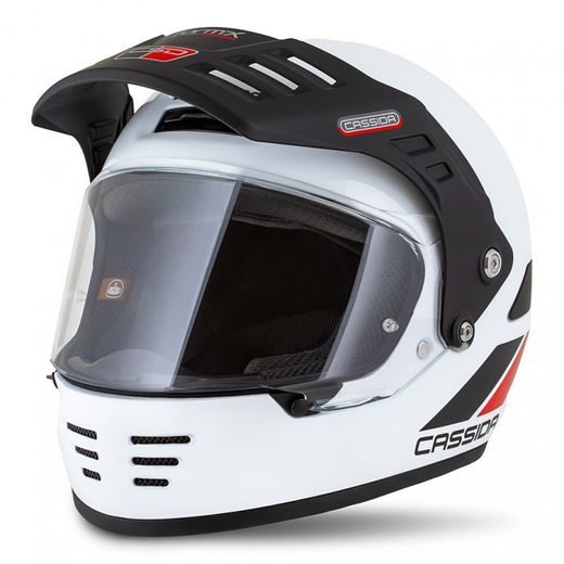 Motocross Helmet CASSIDA FORMX FLATOUT white/ black/ red/ black matt peak 2XL