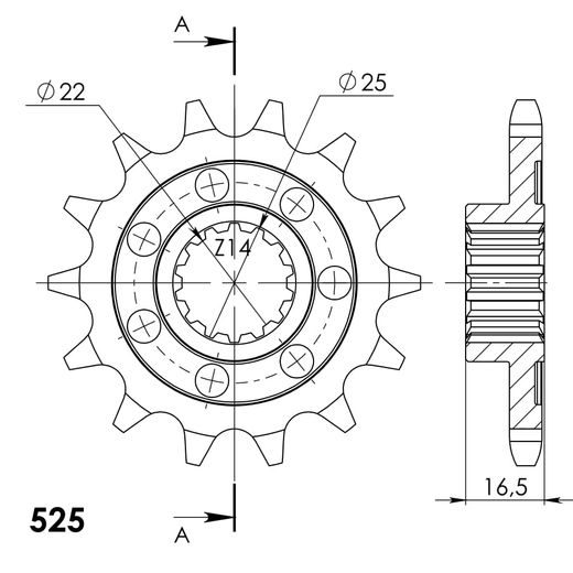 Sprednji verižnik SUPERSPROX CST-4054:14 14T, 525