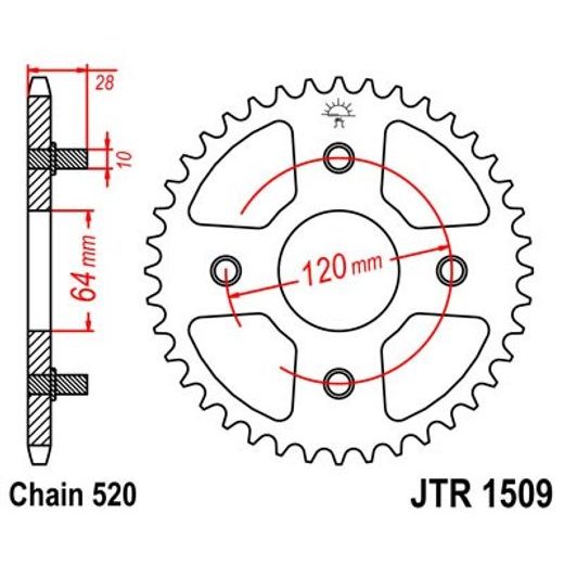 Zadnji verižnik (zobnik) JT JTR 1509-41 41T, 520