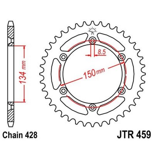 Zadnji verižnik (zobnik) JT JTR 459-52 52T, 428