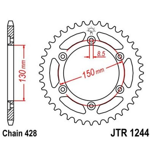 Zadnji verižnik (zobnik) JT JTR 1244-51 51T, 428