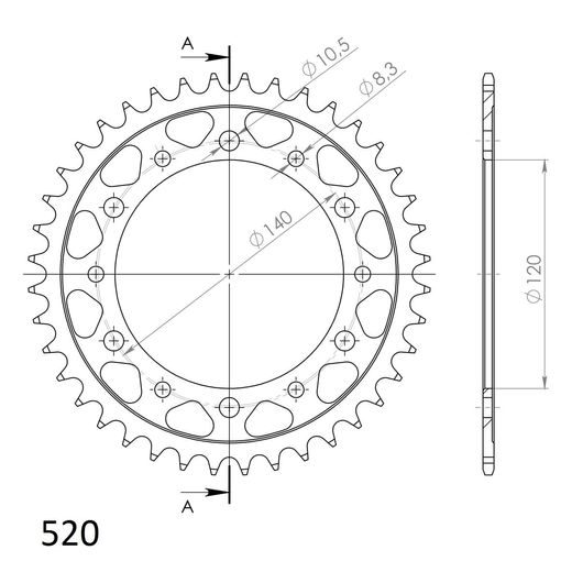 Zadnji verižnik (zobnik) SUPERSPROX RFE-475:40-BLK črna 40T, 520